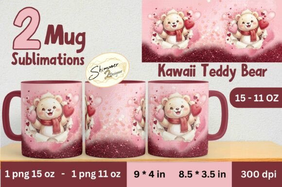 Download Glitter Valentine Teddy Bear Mug PNG - Premium Resources