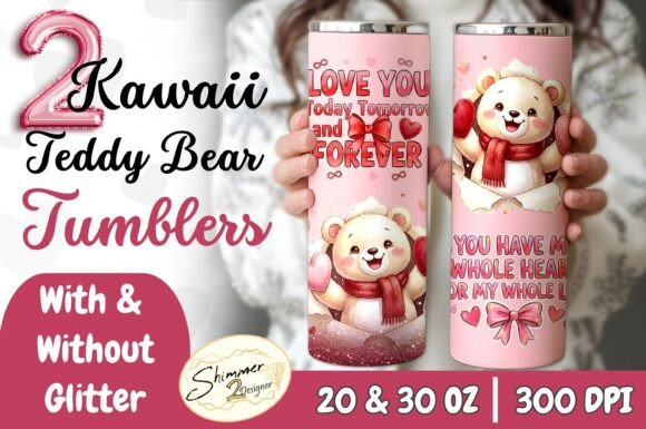 Download Cute Valentine Teddy Bear Tumbler Wrap - Premium Resources